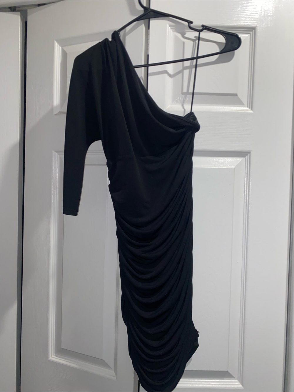 One-Shoulder Black Ruched Women's Dress XS Express